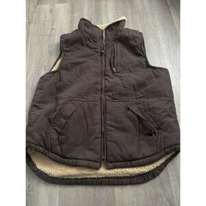 LEE Jacket Mens M Brown Sherpa Lined Canvas Vest Thick Heavy Neutral Warm